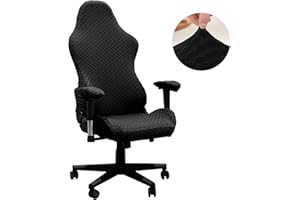BIETYONE Gaming Chair Covers (No Chair),Office Computer Chair Cover,Jacquard Stretch Prevent Cat Scratching Computer Chair Slipcovers,for Gamer Computer Chair Replacement Protector Cover,Black
