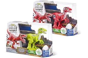 Robo Alive Robotic Dinosaur Toys (2 Sets) Green Raptor + Red Raptor (Mail Box) by ZURU, Toys for Boys 3 Years Old and Up, Birthday Gifts