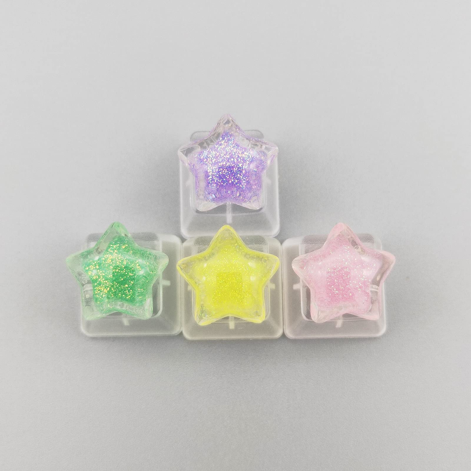 YupYay 4 Keys Colorful Stars keycaps for Cherry Mx Switch Mechanical Keyboard Gaming Decoration Custom Backlit Key Caps Gift OEM