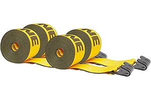 Mytee Products Kinedyne Winch Straps 4" x 30' Gold Heavy Duty Tie Down w/Flat Hooks WLL# 5400 lbs | 4 Inch Cargo Control for Flatbed Truck Utility Trailer (4 Pack)