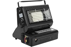 Butane Heater for Camping, Dual-Use Outdoor Heater with Cooking Grate for Tent, RV & Ice Fishing, Adjustable Mini Propane Hea