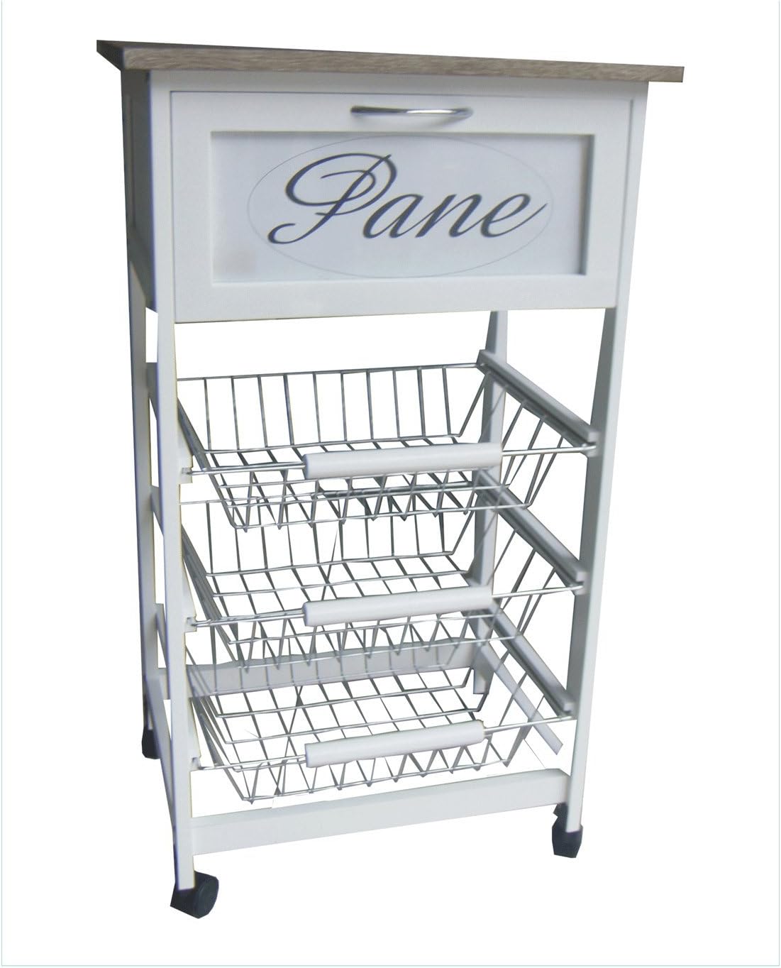 Kuchenwagen Brotwagen Aus Holz Weiss 3 Schubladen Shabby Chic Obstkorb Amazon De Kuche Haushalt