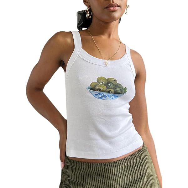 omighty Youngfolks タンクトップ y2k Women Vintage Graphic Tank Tops Causal Sleeveless 90s Retro
