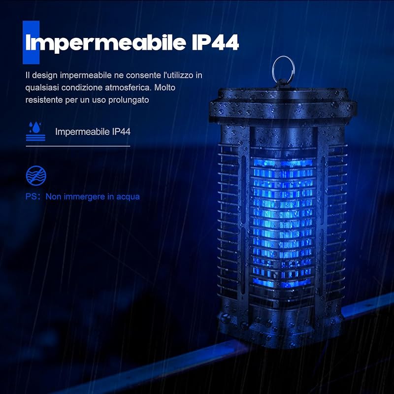 Lampada Antizanzare Elettrica, Aggiornamento 20W UV Zanzariera Elettrica Anti Insetti per Giardino Interno Esterno Impermeabile IPX4, con 1 Spazzole Pulit