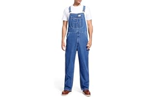 HISEA Men's Denim Bib Overall, Mens Relaxed Fit Overall Midweight Workwear with Adjustable Straps and Convenient Tool Pockets