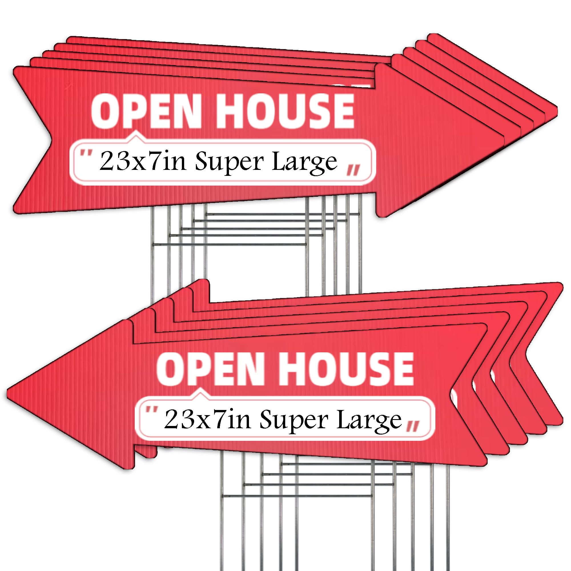 Photo 1 of 10 Pack Large Size Open House Red Arrow Yard Signs with Stakes-23 x 7.2 in Double Sided, Open House Real Estate Signs, Property Sale Directional Arrows Signs, WEATHER-PROOF