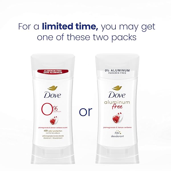 DOVE ALUMINUM FREE DEODORANT FOR WOMEN POMEGRANATE AND LEMON VERBENA 72 HOUR ODOR PROTECTION 2.6 OZ