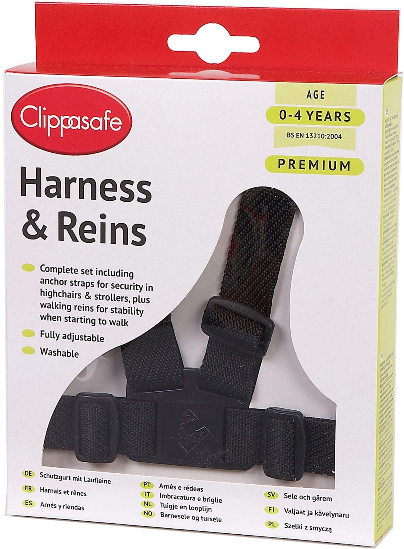 Clippasafe Easy Wash Harness and Reins (Black)