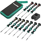 GRENPRO 10-Piece Precision Screwdriver Set, Magnetic Small Screwdrivers with Phillips, Slotted, Torx Star for Eyeglass, Watch, Computer, Laptop, Phone,Green