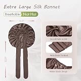 BONNET QUEEN Silk Bonnet for Sleeping Curly Hair Adjustable Chocolate Medium view 3