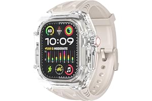 VeveXiao Transparent Designer Rugged Case with Band Compatible with Apple Watch Ultra 2 49mm bands,Luxury Crystal Clear Military Protective Cover Bumper Tactical for iWatch Ultra 49mm Men Women Strap