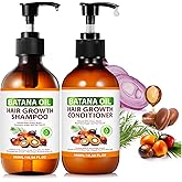 Batana Oil Shampoo & Conditioner for Hair Growth, Thicker Hair, Anti-Thinning & Volumizing & Strengthening, Cleanses & Moisturizes Scalp Batana Shampoo for Men & Women