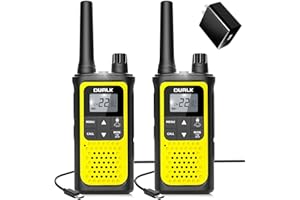 DURLK Walkie Talkies Long Range for Adults - 2 Pack Rechargeable Walkie Talkies Two Way Radios 22 FRS Channels, NOAA Weather Alerts, 1800mAh Li-ion Battery, LED Flashlight, VOX for Hiking Camping (Yellow)