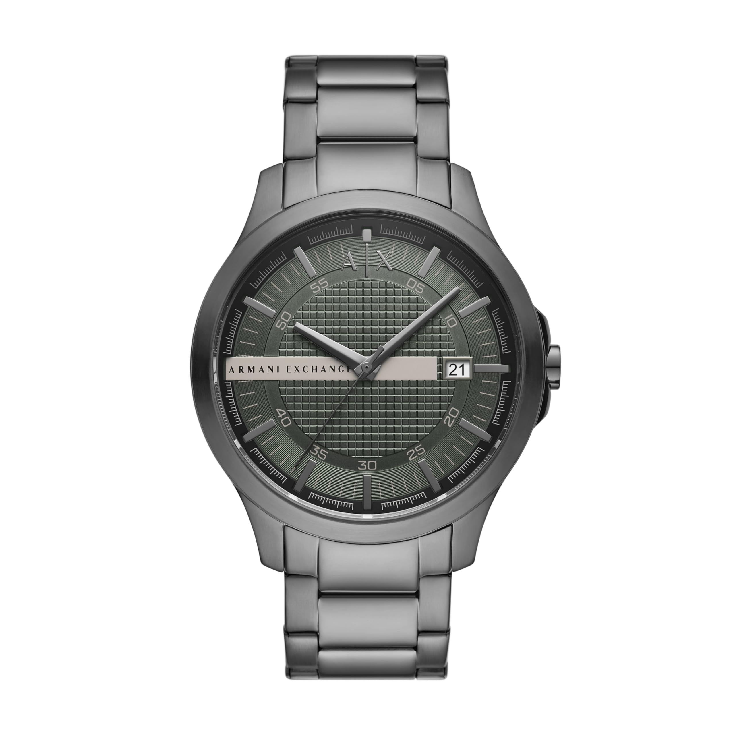 Armani Exchange A|X Men's Three-Hand Date Gunmetal Stainless Steel Watch (Model: AX2455) Image Armani Exchange A|X Men's Three-Hand Date Gunmetal Stainless Steel Watch (Model: AX2455) Image