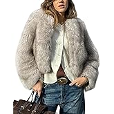 Wyeysyt Womens Faux Fur Coat Cropped Fur Jacket Fluffy Long Sleeve Open Front Fuzzy Winter Warm Outerwear