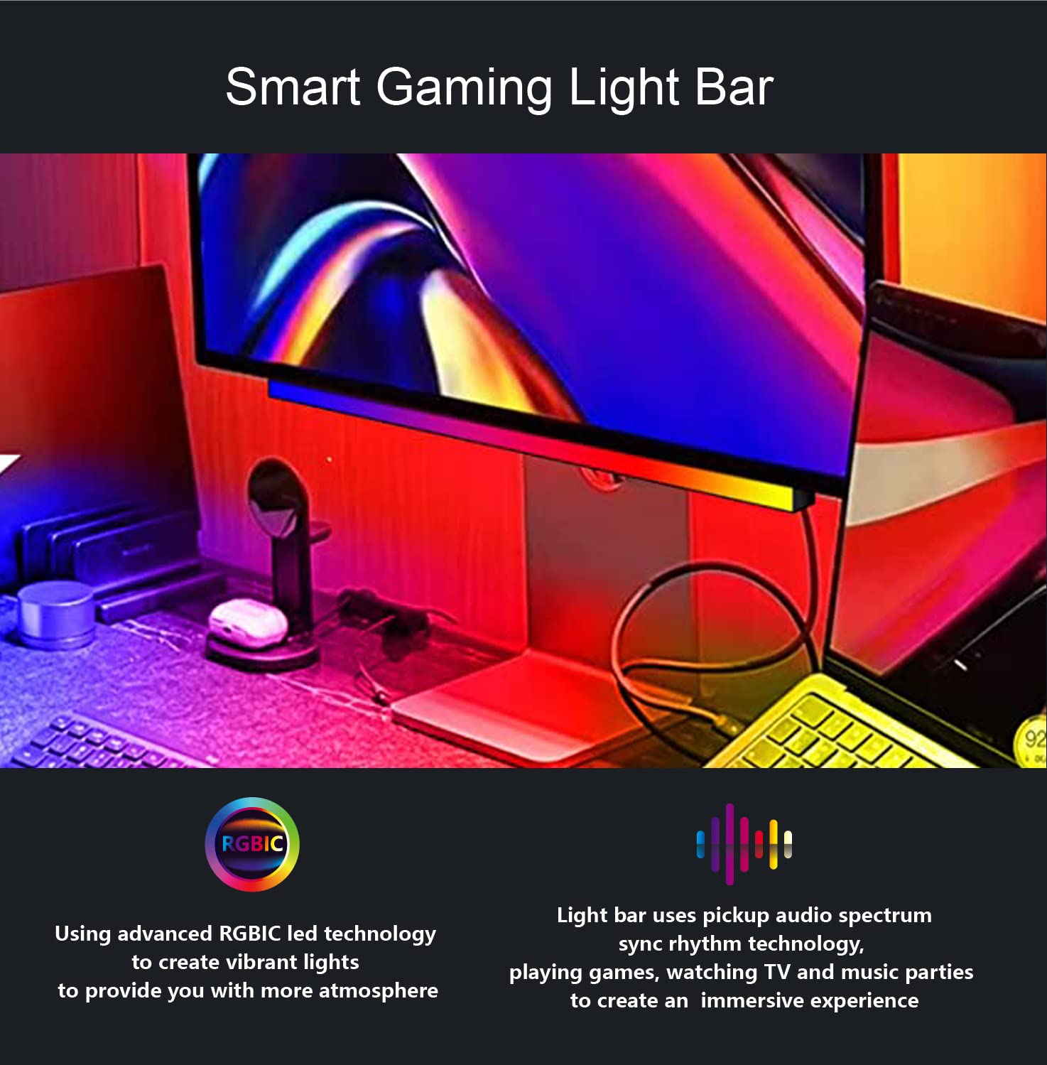 Mua UweSmart Smart RGB Light Bar for PC, Under Monitor Gaming Led Strip ...