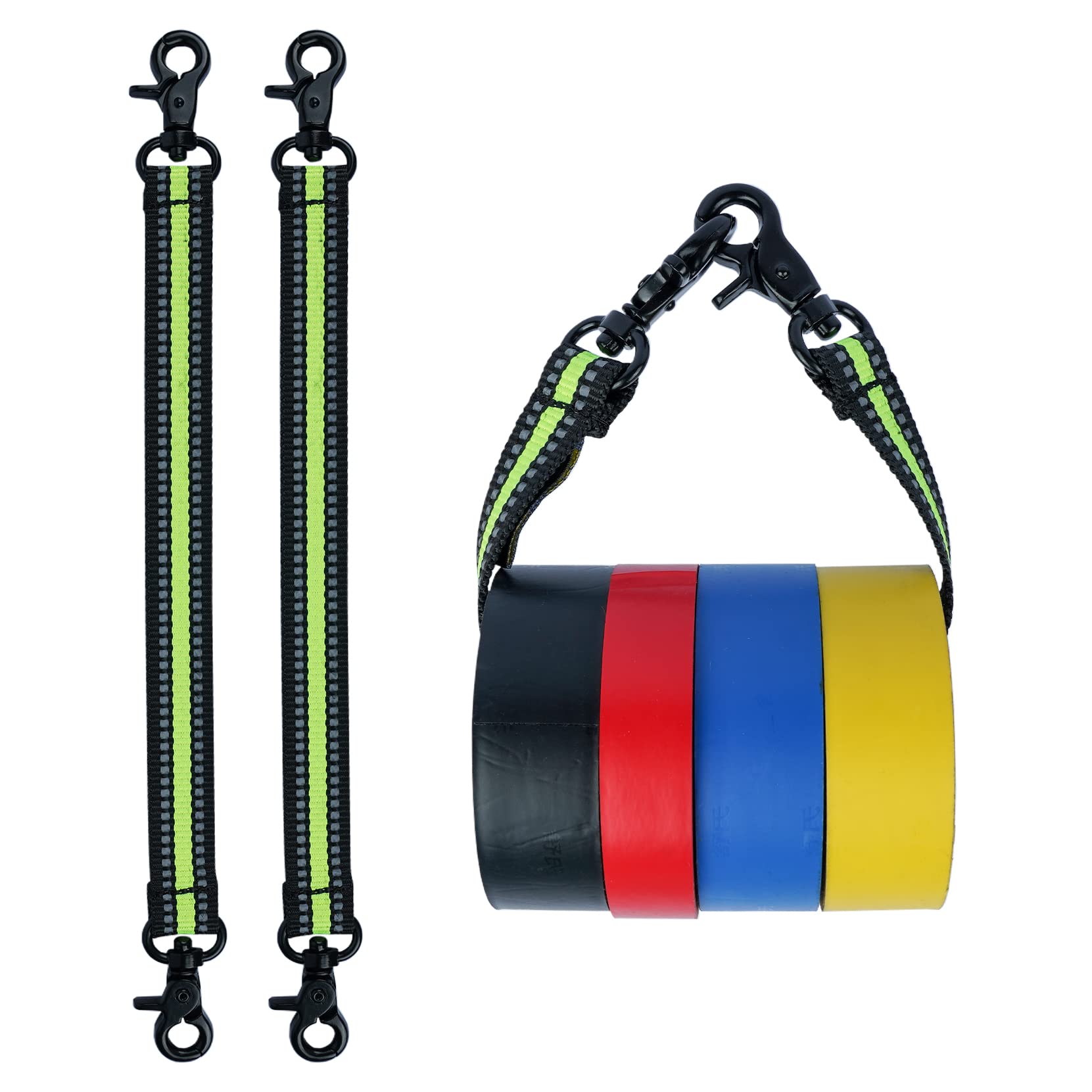MELOTOUGH Tape Thong Electrical Tape Holder with Snap Hooks Electrician Tape Strap for Tool Belt, Tool Pouch(Lime 2pcs)