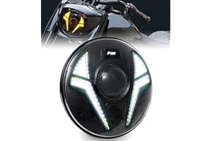 HENGTUAOTO 7inch LED Motorcycle Headlight Laser Light with White DRL Amber Turn Signal Compatible with Street Glide,Softail Heritage,Road King,Electra Glide