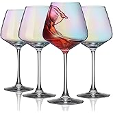 PTSTING Wine Glasses Iridescent Wine Glass 15.5oz Red Wine Glasses Set of 4 Burgundy Wine Glass for Wine Tasting, Wedding Gift, Anniversary, Christmas, Birthday