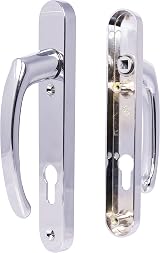 UPVC Door Handles Set Polished Chrome 92mm PZ 122mm Screw to Screw 212x34mm view 5