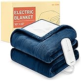 HOMLYNS LuxeHeat Heated Blanket Electric Blanket, Soft Flannel Sherpa Heated Throw, Heating Blanket with 5 Heat Settings, 3 hrs Timer Auto Shut Off (50x60 inches, Navy)