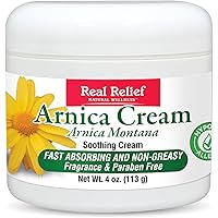 Real Relief Arnica Cream, Soothing, Non-Greasy, Unscented, 4 oz (Pack of 1)