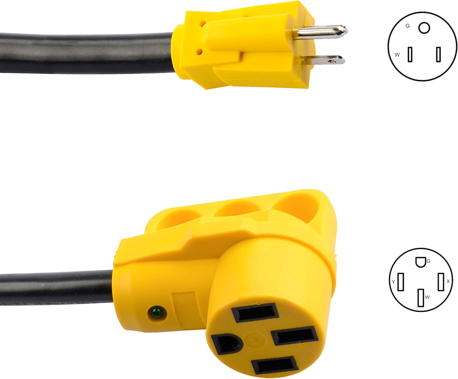 RVGUARD 15 Amp to 50 Amp RV Adapter, 5-15P Male to 14-50R Female Dogbone Electrical Converter with LED Power Indicator and Grip Handle, 12 Inch: Home Improvement