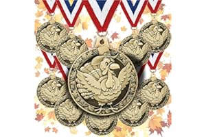 Crown Awards Bulk 2" Gold Turkey Medal with Red White and Blue Ribbon Turkey Thanksgiving Award 10 Pack