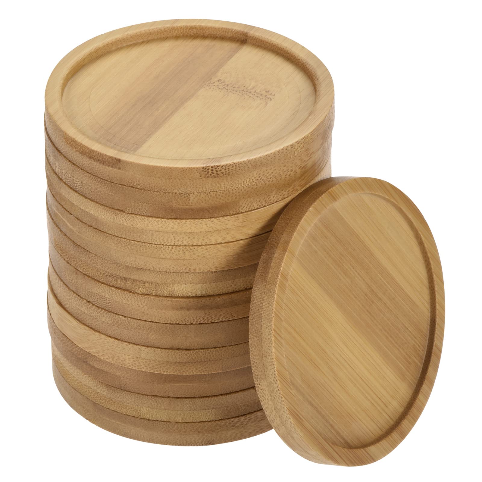 PATIKIL Plant Pot Saucer, 12 Pack 3.4 Inch OD Bamboo Round Flower Drip Tray for Indoors