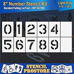 Pavement Stencils - 8 inch Number KIT Stencil Set