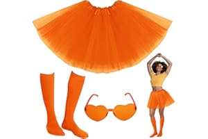 WINROLA Adult Orange Tutu with Sock Set for Women Thanksgiving Halloween Pumpkin Turkey Tutu Costume Party Accessories