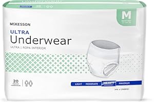 McKesson Ultra Adult Incontinence Underwear, [80 Count], Heavy Absorbency, Medium, 32-44 in. Unisex Bladder Leak Protection, Pull-On Style with Tear-Away Sides, Postpartum and Incontinence Support