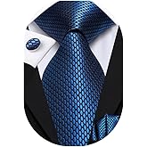 Dubulle Mens Paisley Striped Tie WOVEN Necktie for Men and Handkerchief Cufflinks Set Wedding Formal Business