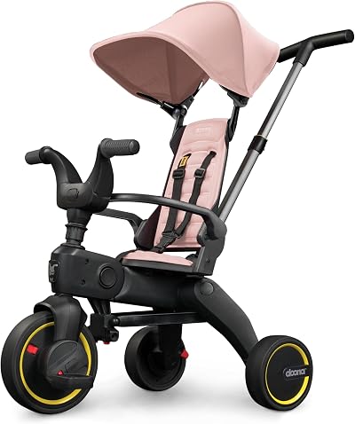 Doona Liki Baby Trike S1 Blush Pink Foldable Trike with Parent Handle