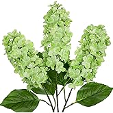 Arborus Artificial Hydrangea Flowers Real Touch – 3PCS 24.8" Faux Cone Hydrangea Stems for Tall Vases, Home Décor, Wedding Centerpieces, Floral Arrangements – Fresh Green