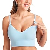 MOMANDA Ribbed Wireless Nursing Bras for Breastfeeding Longline Maternity Sleep Bra V Neck Comfort