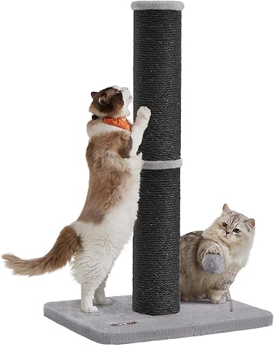 Feandrea Cat Scratching Post 85 cm Tall Sisal Post with Built-in Bell Ink Black
