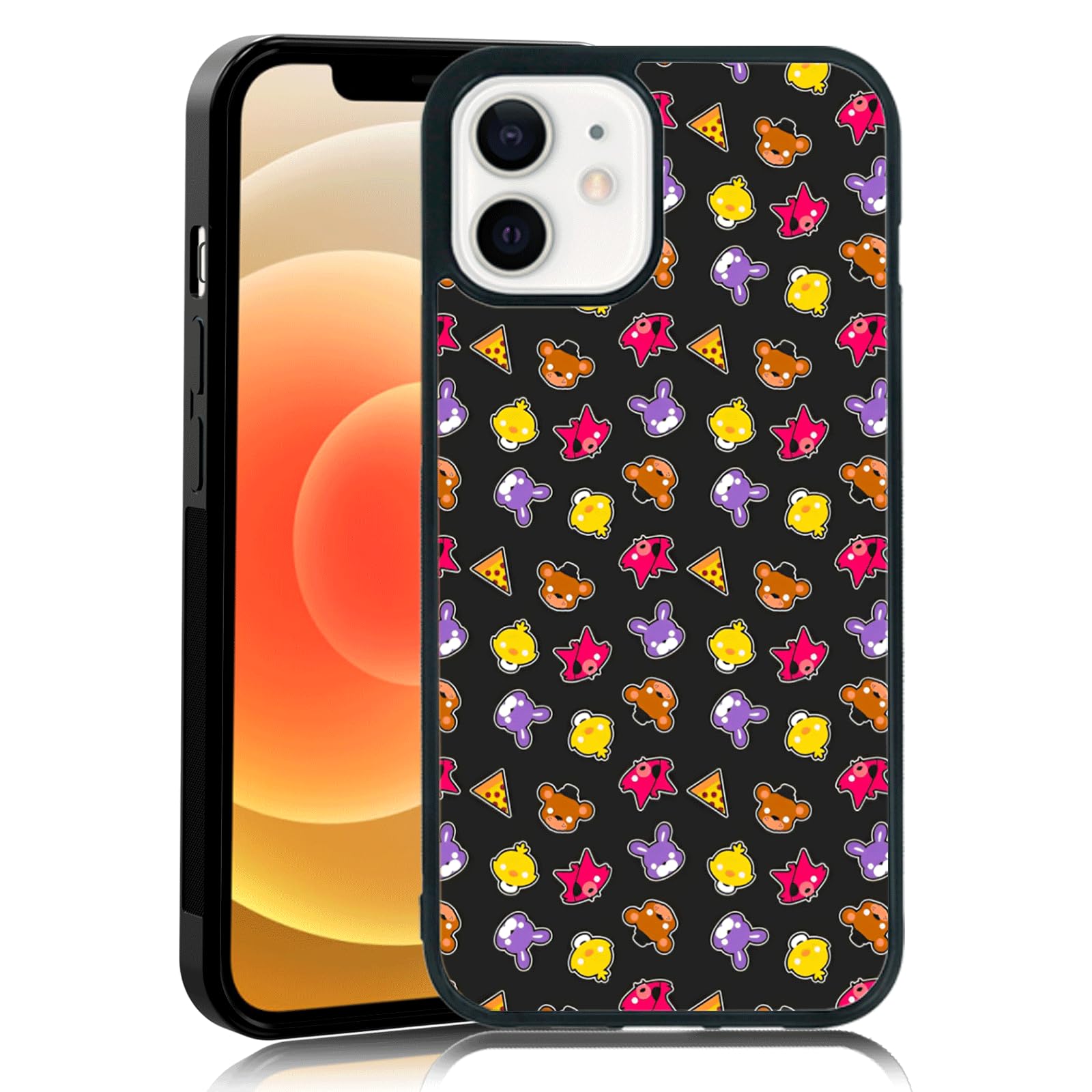 MMYAJT Cute Cartoon Bear and Foxy Phone Case Fit for iPhone 12 Mini, TPU Shockproof Protective iPhone Case FNAF Five Nights Phone Cover Gift for Boy Girl Men Women