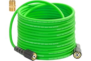 TOOLCY Flexible Pressure Washer Hose 50 FT, Kink Resistant Power Washer Hose 1/4 in x 3300 PSI with M22 Extension Coupler, Upgraded Pressure Washing Replacement Hose with Brass M22-14mm Fittings