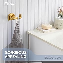 Angle Simple Towel Double Hook Brushed Gold 2