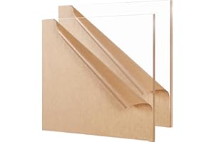 KAITELA Clear Acrylic Sheet 12" x 12" Cast Plexiglass Square 1/4" Thick (6mm) for Craft Projects, Wedding Sign, Laser Cutting, Engraving, Home Decor, Pack of 2