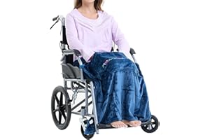 Keyocean Lap Blanket with Pocket, Lightweight Warm Cover for Elderly in Nursing Home, Hospital, on Wheelchair, Indigo Blue
