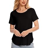 GYS Womens Pajama Tops Short Sleeve Shirts Summer Comfy Crew Neck Sleep T-Shirt