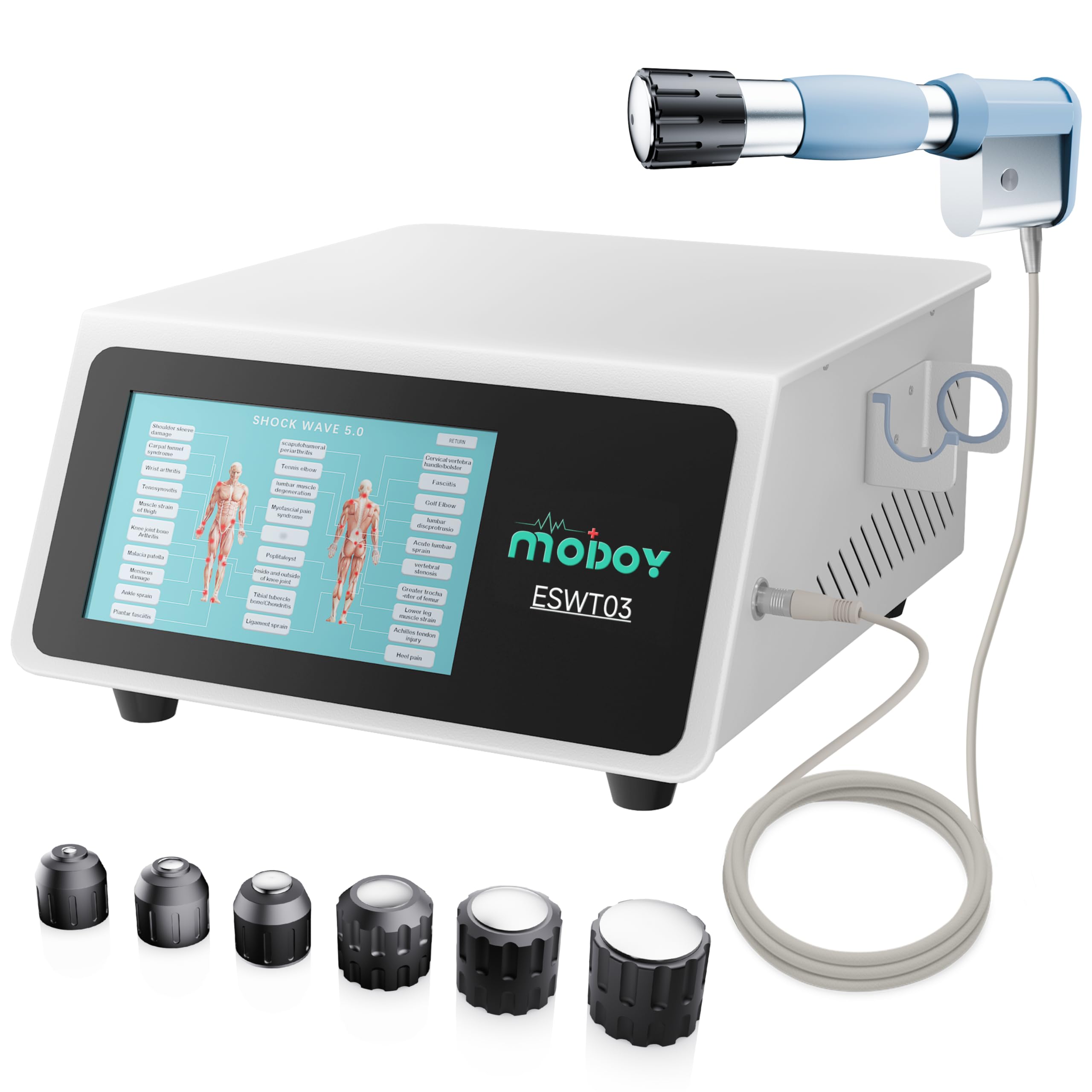 Photo 1 of 2025 Advanced Shockwave Therapy Machine, Focused Shockwave FSA or HSA Eligible, Non-Invasive Extracorporeal ESWT Shock Wave Therapy Device, Safe Use, Ideal for Home & Clinical Use(ESWT03_White)