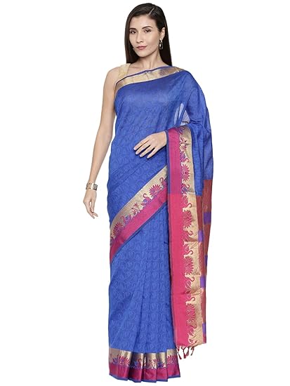 Womens Silk Cotton Saree (CCOPSC13570; Blue)