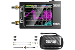 SEESII NanoVNA-H Antenna & Vector Network Analyzer 10KHz-1.5GHz with 2.8" EVA Protective Case, Waterproof & Shockproof, Measures S-Parameters, SWR, Phase, Delay, Smith Chart