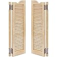 Modern Swinging Door Cafe Door Pine Wood Saloon Doors for House, Kitchen, Shop Entrance Partition Wooden Louvered Door with Quiet Hinges (Wood, 24"x40.9")