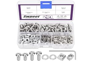 Swpeet 201Pcs M5 T-Nuts Screws Kit with Hex Socket Button Head Cap Screws Bolts, T Nuts, T Sliding Nuts, Washers, Wrench Kit,