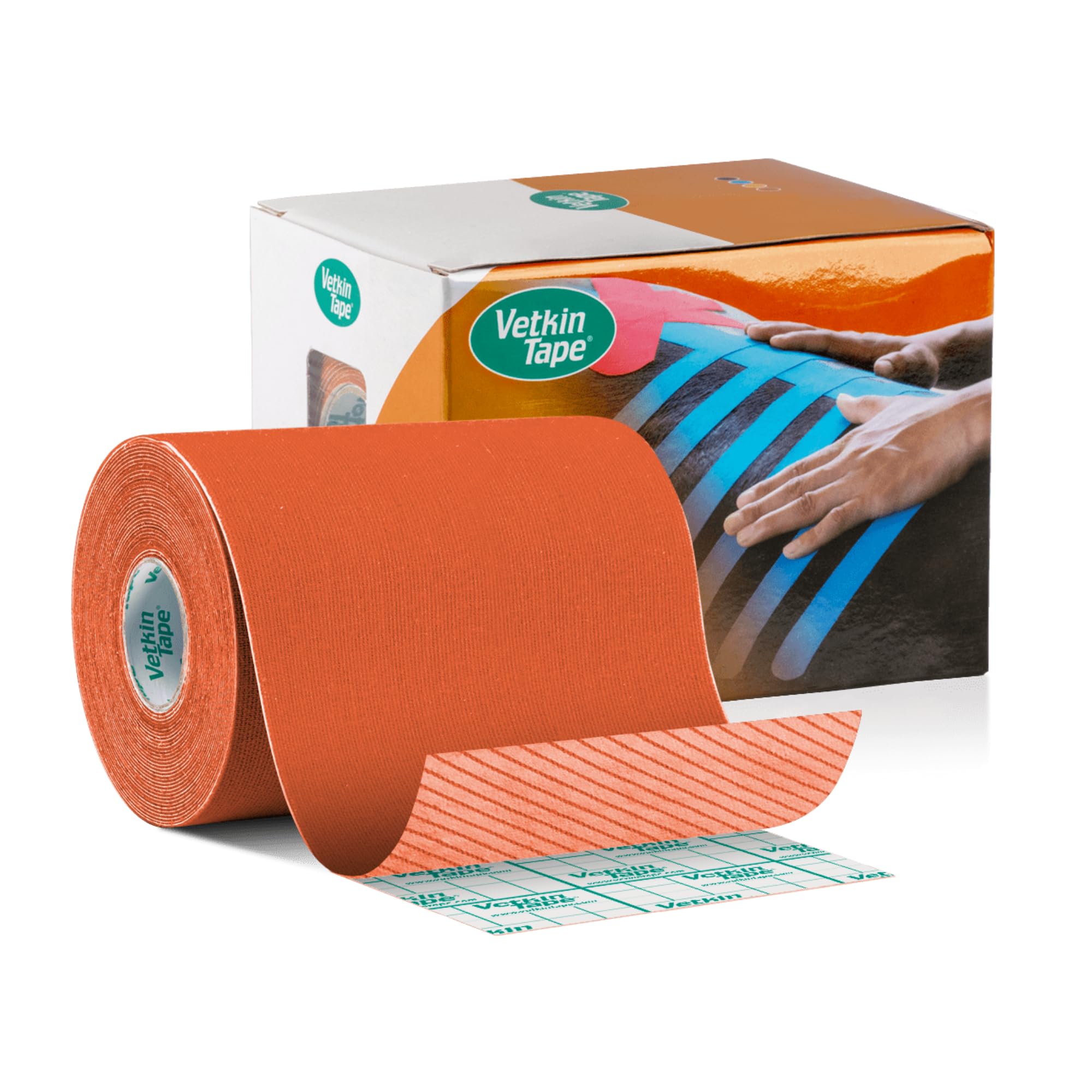 VetkinTape® Veterinary Kinesiology Tape 10cm-5m (4" inch) | Taping for Horses & Dogs | Equine & Canine kinesiotape | Latex Free and TÜV Quality Mark Certified | Pack of 1 roll | Orange