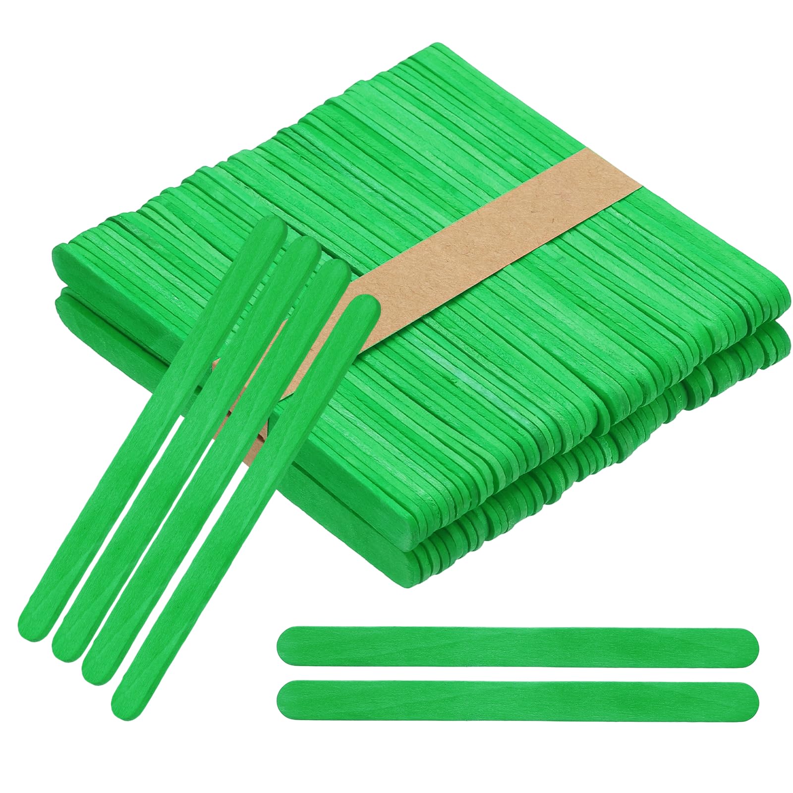 PATIKIL 114x10 mm 100 Pack Craft Sticks, 4.5 Inch Wood Sticks for Crafts Ice Cream DIY Home Art Projects Creative Designs Education, Green